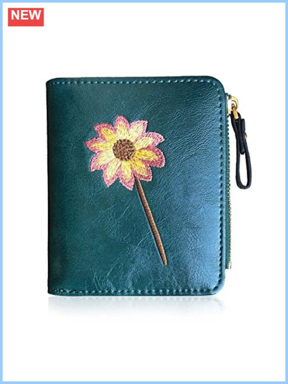 Small Bifold Wallet RFID Compact Mini Zipper Coin Card Purse